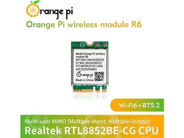 Alt view image 2 of 7 - Orange Pi WiFi 6 Wireless Module R6, PCIe Network Card with Bluetooth 5.2, Wireless Adapter for Orange Pi 5 Plus