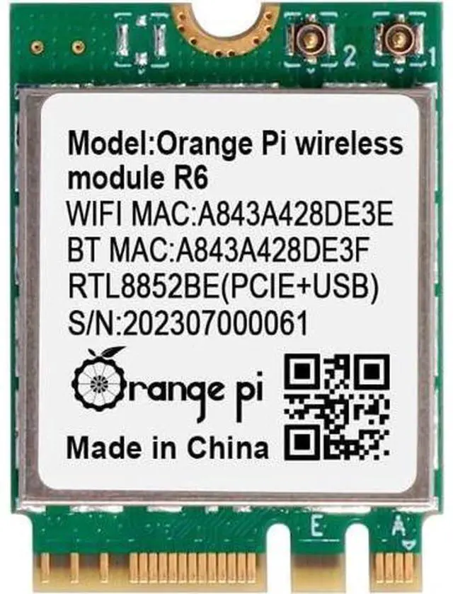 Main image of Orange Pi WiFi 6 Wireless Module R6, PCIe Network Card with Bluetooth 5.2, Wireless Adapter for Orange Pi 5 Plus