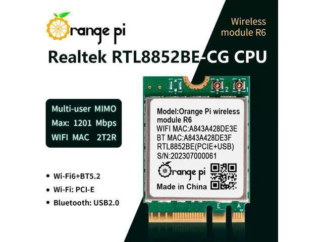Alt view image 5 of 7 - Orange Pi WiFi 6 Wireless Module R6, PCIe Network Card with Bluetooth 5.2, Wireless Adapter for Orange Pi 5 Plus