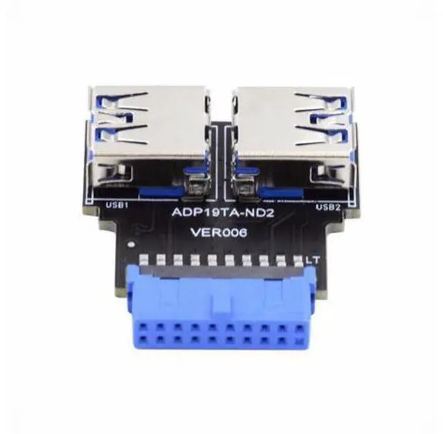 Alt view image 3 of 5 - Dual USB 3.0 A Type Female to Motherboard 20/19 Pin Box Header Slot Adapter 5Gbps Horizontal Type PCBA