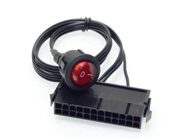 Alt view image 4 of 4 - ATX/EPS 24pin Power supply Jump Start cable with ON / OFF button switch Mining Power adapter reset switch lines