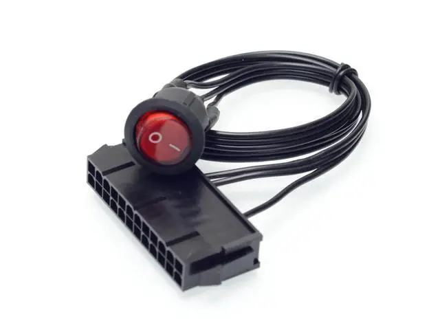 Alt view image 3 of 4 - ATX/EPS 24pin Power supply Jump Start cable with ON / OFF button switch Mining Power adapter reset switch lines
