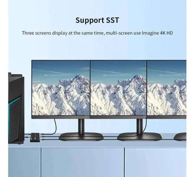 Alt view image 3 of 7 - DisplayPort Splitter 1 in 3 Out 8K@30Hz 4K@144Hz DP 1.4 Triple Splitter MST SST Hub Adapter 1*3 Port for 3 Ultra HD Display Port