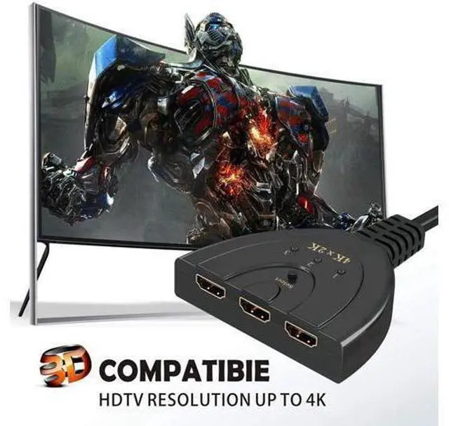 Alt view image 6 of 6 - HDMI Switch 3 Port 4K HDMI Switch 3x1 Switch Splitter with Pigtail Cable Supports Full HD 4K 1080P 3D Player