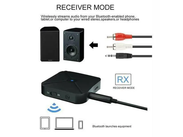 Alt view image 6 of 7 - 2 in 1 Bluetooth 5.0 Transmitter & Receiver Wireless Audio Adapter with 3.5mm Aux RCA Cable for TV Home Stereo Smartphone PC