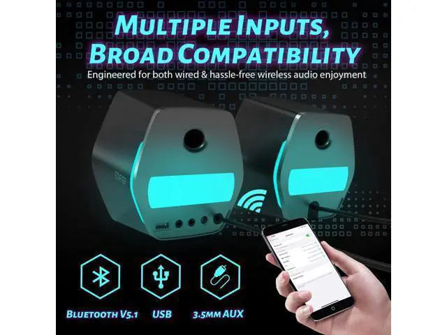 Alt view image 2 of 6 - Edifier G2000 32W PC Gaming Computer Speakers for Laptop Mac Desktop Computer Woofer Speakers Bluetooth USB 3.5mm AUX Inputs RGB Lights Multimedia Speakers Black