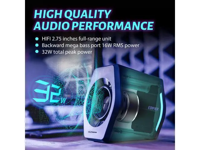 Alt view image 3 of 6 - Edifier G2000 32W PC Gaming Computer Speakers for Laptop Mac Desktop Computer Woofer Speakers Bluetooth USB 3.5mm AUX Inputs RGB Lights Multimedia Speakers Black
