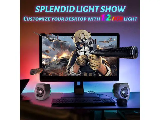 Alt view image 6 of 6 - Edifier G2000 32W PC Gaming Computer Speakers for Laptop Mac Desktop Computer Woofer Speakers Bluetooth USB 3.5mm AUX Inputs RGB Lights Multimedia Speakers Black