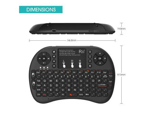 Alt view image 2 of 7 - Rii i8+ Mini wireless keyboard 2.4GHz Wireless Keyboard with TouchPad Backlit For Android TV Box,PC,Laptop,Smart TV,HTPC