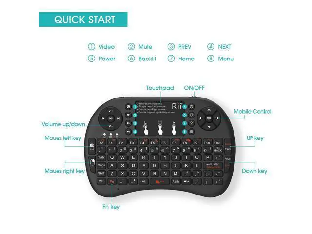 Alt view image 4 of 7 - Rii i8+ Mini wireless keyboard 2.4GHz Wireless Keyboard with TouchPad Backlit For Android TV Box,PC,Laptop,Smart TV,HTPC