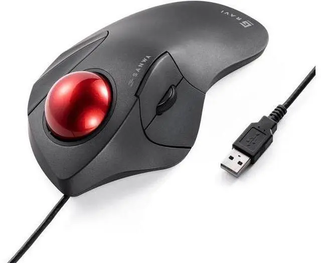 Main image of Wired Ergonomic Trackball Mouse, Optical Rollerball Mice, Programmable Silent Buttons, 44mm Trackball, 600/800/1200/1600 Adjustable DPI, Compatible with MacBook, Laptop, Windows, macOS