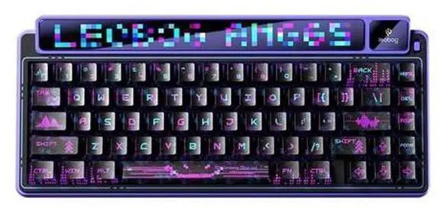 Main image of AMG65 Mechanical Gaming Keyboard with Dual Screen, 65% Wireless Small Custom Keyboard RGB, Bluetooth/2.4G/Wired, Rapid Trigger, Hot Swappable for Windows Laptop PC Mac - Purple