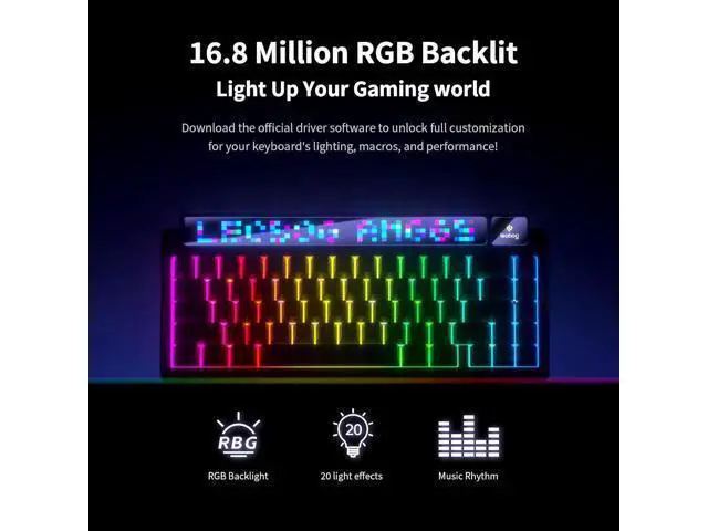 Alt view image 6 of 7 - AMG65 Mechanical Gaming Keyboard with Dual Screen, 65% Wireless Small Custom Keyboard RGB, Bluetooth/2.4G/Wired, Rapid Trigger, Hot Swappable for Windows Laptop PC Mac - Purple