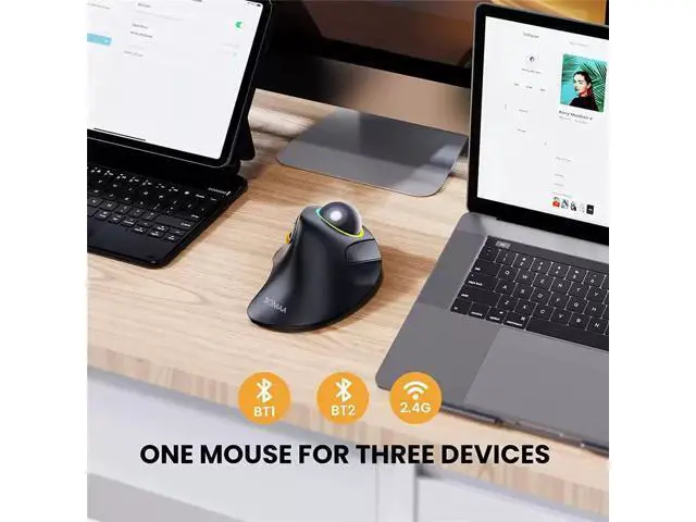 Alt view image 2 of 3 - RGB Backlit Bluetooth Trackball Mouse Wireless 2.4G Type-C Rechargeable, Ergonomic Design, for PC, Laptop, Mac, Desktop