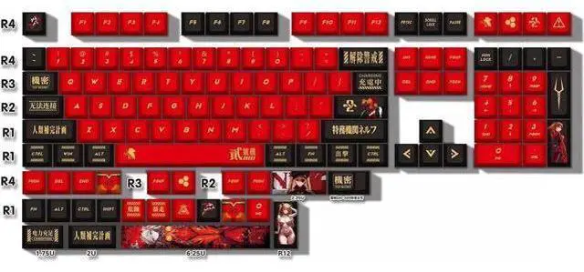 Alt view image 2 of 4 - EVA Mechanical Keyboard Keycaps Asuka Langley Soryu PBT heat-sublimation keycaps 132 key set Cherry Height