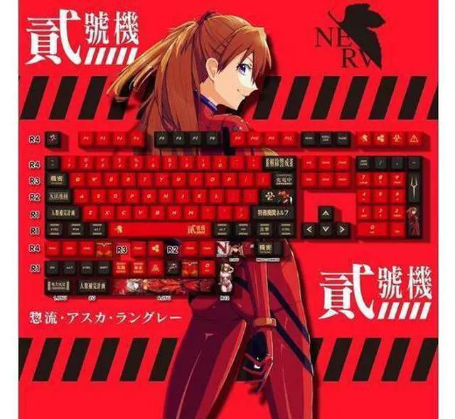 Main image of EVA Mechanical Keyboard Keycaps Asuka Langley Soryu PBT heat-sublimation keycaps 132 key set Cherry Height
