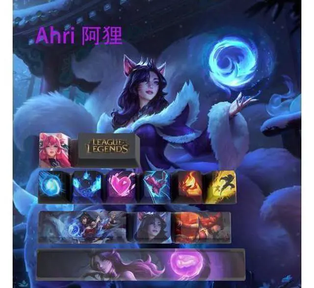 Main image of League of Legends Themed Keycaps Ahri PBT heat-sublimation keycaps 12 keys OEM high degree