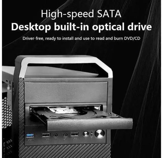 Alt view image 5 of 5 - Internal SATA DVD Drive, 5.25-Inch Desktop CD/DVD Burner with Tray-Load, Plug & Play Optical Drive for Desktop PC SATA Interface, CD & DVD Reader & Writer