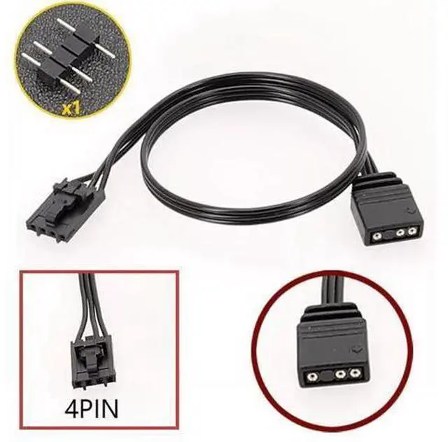 Alt view image 2 of 2 - For 4PIN RGB to Standard ARGB 3-Pin 5V Adapter Connector RGB Cable 25cm