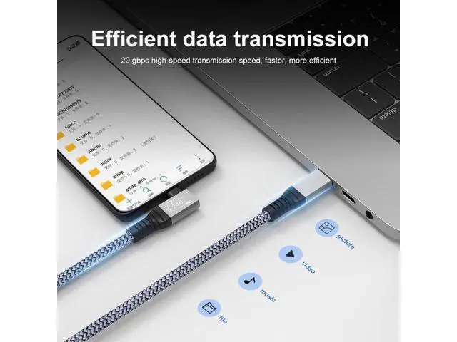 Alt view image 5 of 7 - 240W USB C to USB C Cable 10ft, USB C 3.2 Gen 2 Cable 20Gbps Data, 90 Degree Right Angle Thunderbolt 3 USB C to C Cable, 4K@60Hz Video Cord to Compatible with USB-C MacBook, i-Pad Pro, Monitor etc.
