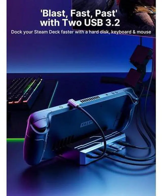 Alt view image 5 of 7 - JSAUX M.2 Docking Station 6-in-1 for Steam Deck/ROG Ally with 65W AC Adapter Charger Set, HDMI 2.0 4K@60Hz, Ethernet, Dual USB-A 3.2 & USB-C Ports Compatible with Steam OLED HB0604 (SSD Not Included)