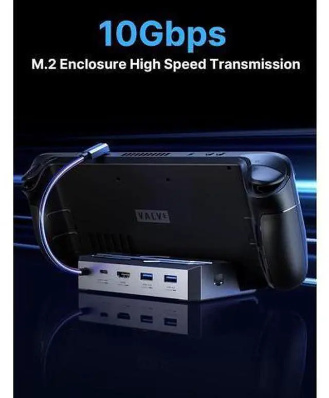 Alt view image 7 of 7 - JSAUX M.2 Docking Station 6-in-1 for Steam Deck/ROG Ally with 65W AC Adapter Charger Set, HDMI 2.0 4K@60Hz, Ethernet, Dual USB-A 3.2 & USB-C Ports Compatible with Steam OLED HB0604 (SSD Not Included)