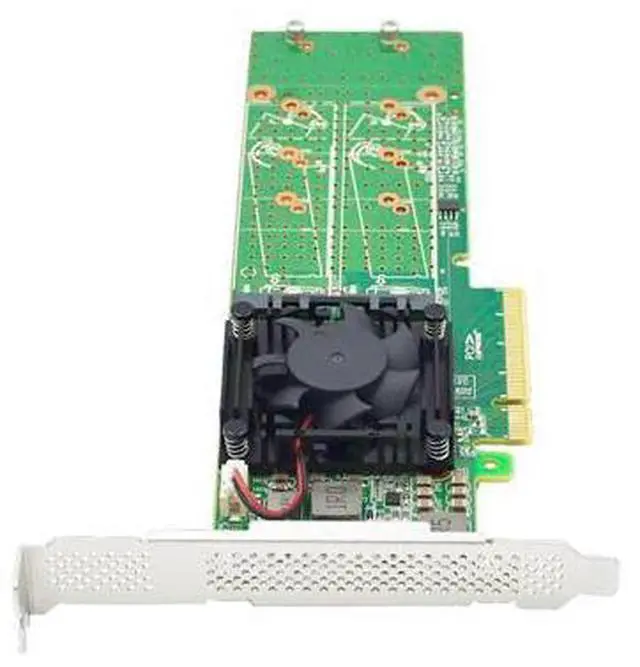 Alt view image 4 of 4 - Linkreal PCIe 3.0 x8 to 4 Port M.2 NVMe SSD Switch Adapter with Low Profile Bracket for Server Storage Solutions
