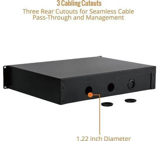 Alt view image 5 of 7 - 2U Rack Drawer,Rack Mount Drawer for 19in Network Equipment/Server/AV Rack or Cabinet Enclosure,Sliding and Lockable Server Rack Drawer - Load-Bearing 22lb (10kg),with Cable Management Holes