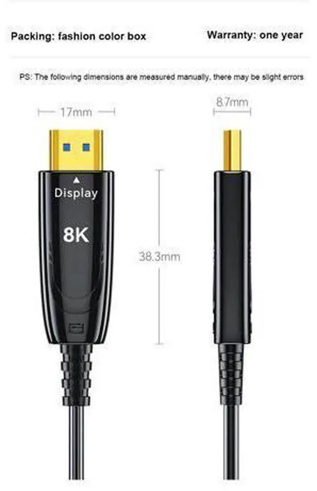 Alt view image 2 of 7 - DTECH HDMI 2.1 Fiber Optic Cable - Zero Lag, Zero Loss for 8K@60Hz & 4K@120Hz, Ultra-Slim 4.8mm Design