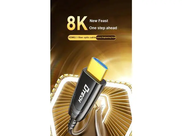 Alt view image 3 of 7 - DTECH HDMI 2.1 Fiber Optic Cable - Zero Lag, Zero Loss for 8K@60Hz & 4K@120Hz, Ultra-Slim 4.8mm Design