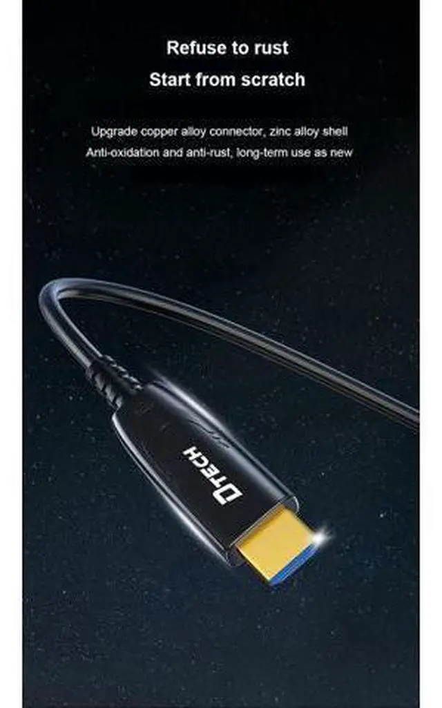 Alt view image 5 of 7 - DTECH HDMI 2.1 Fiber Optic Cable - Zero Lag, Zero Loss for 8K@60Hz & 4K@120Hz, Ultra-Slim 4.8mm Design