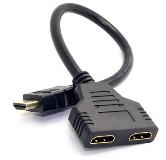 Alt view image 3 of 7 - One HDMI Male to Dual HDMI Female Y Splitter Switch Extension Adapter Cable