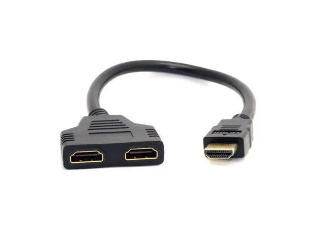 Alt view image 2 of 7 - One HDMI Male to Dual HDMI Female Y Splitter Switch Extension Adapter Cable
