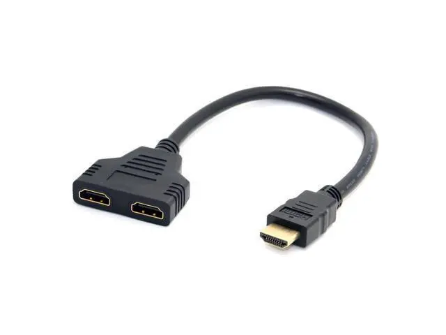 Alt view image 4 of 7 - One HDMI Male to Dual HDMI Female Y Splitter Switch Extension Adapter Cable
