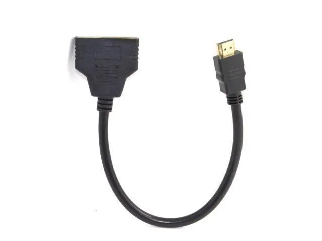 Alt view image 6 of 7 - One HDMI Male to Dual HDMI Female Y Splitter Switch Extension Adapter Cable