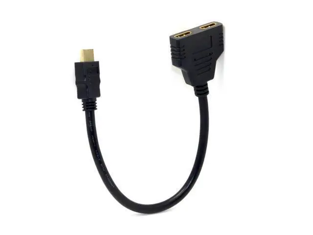 Alt view image 7 of 7 - One HDMI Male to Dual HDMI Female Y Splitter Switch Extension Adapter Cable
