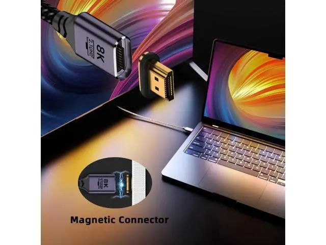 Alt view image 6 of 7 - ENFAIN 2.0M Magnetic Connector 8K Type-A HDMI 2.1 Male to Straight Male Video Cable for Laptop HDTV