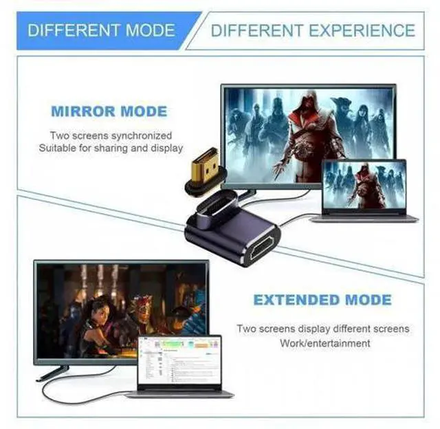 Alt view image 5 of 7 - ENFAIN 90 Degree Down Angled Vertical Magnetic 8K Type-A HDMI 2.1 Male to Female Straight Video Adapter for Laptop HDTV