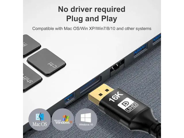 Alt view image 2 of 7 - 16K Mini DisplayPort to Displayport 2.1 Cable 3.3Ft, MINI DP to DP Cable 16K@60Hz 8K@120Hz Thunderbolt 2(Video Output) Compatible with MacBook, iMac, Mac Mini to DP Monitor