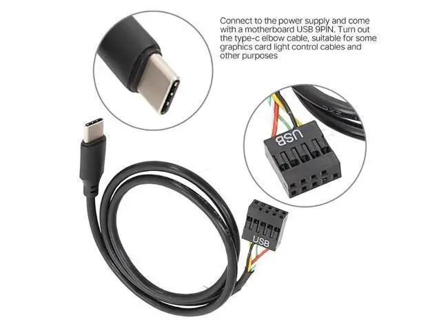 Alt view image 2 of 4 - USB Type C to 9Pin USB Cable for Computer Motherboard to USBC Secondary Screen PC LCD Screen 9Pin USB Cable Adapter