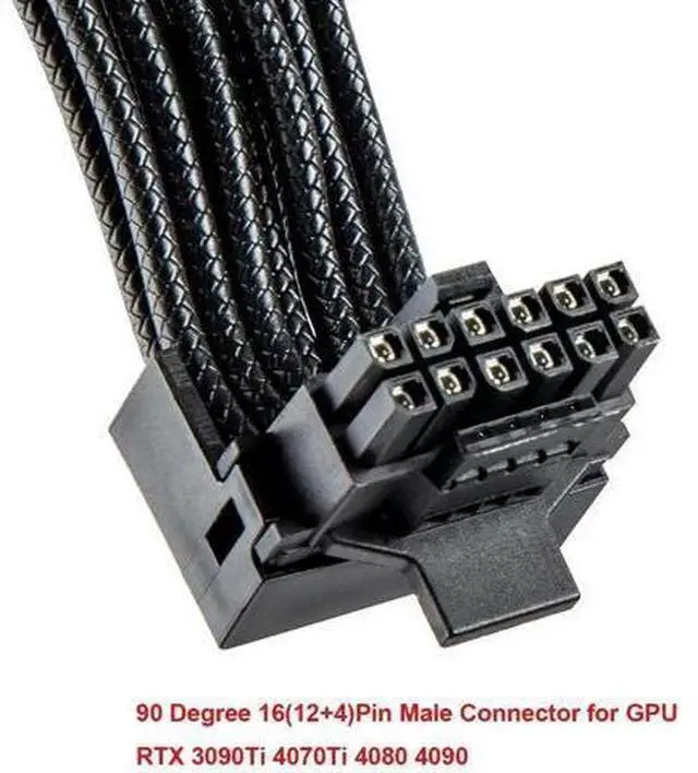 Alt view image 2 of 5 - 12VHPWR 90 Degree Adapter to 2X 8Pin: 16AWG 16 PIN GPU Right Angle PCI-E 5.0 Extension for for Graphic Card GPU 12+4pin RTX 3090Ti 4070Ti 4080 4090 (Type B)