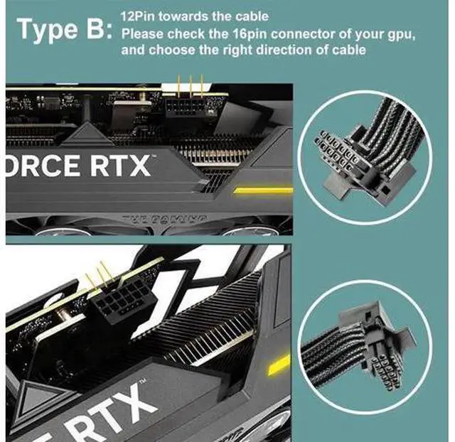 Alt view image 3 of 5 - 12VHPWR 90 Degree Adapter to 2X 8Pin: 16AWG 16 PIN GPU Right Angle PCI-E 5.0 Extension for for Graphic Card GPU 12+4pin RTX 3090Ti 4070Ti 4080 4090 (Type B)