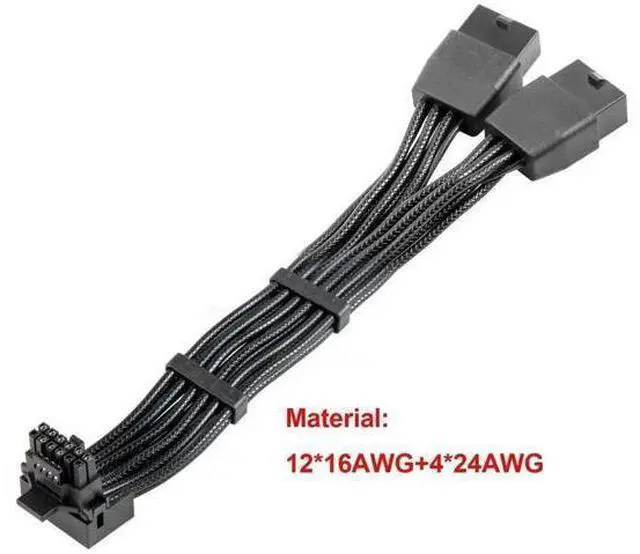 Alt view image 4 of 5 - 12VHPWR 90 Degree Adapter to 2X 8Pin: 16AWG 16 PIN GPU Right Angle PCI-E 5.0 Extension for for Graphic Card GPU 12+4pin RTX 3090Ti 4070Ti 4080 4090 (Type B)