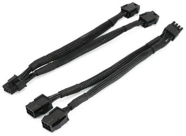 Main image of OIAGLH Dual 6 Pin Female to 8 Pin Male GPU Power Adapter Cable Braided Sleeved 9 inches (2 Pack)