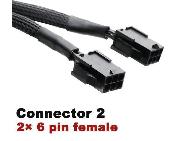 Alt view image 3 of 4 - OIAGLH Dual 6 Pin Female to 8 Pin Male GPU Power Adapter Cable Braided Sleeved 9 inches (2 Pack)