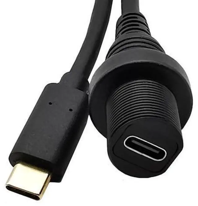 Main image of 10Gbps Type C Car Mount Flush Panel Cable, Type C 3.1 Male to USB C Female Waterproof Gold Plated Cord for Yacht, Motorcycle (0.3m )