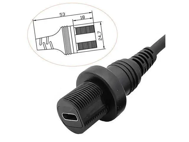 Alt view image 2 of 4 - 10Gbps Type C Car Mount Flush Panel Cable, Type C 3.1 Male to USB C Female Waterproof Gold Plated Cord for Yacht, Motorcycle (0.3m )