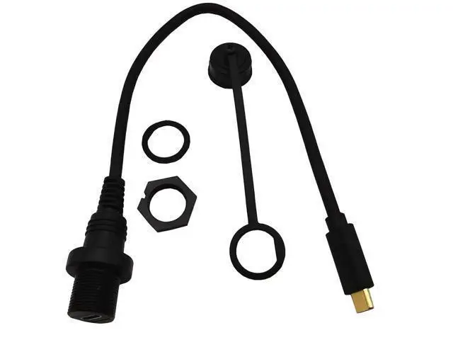 Alt view image 3 of 4 - 10Gbps Type C Car Mount Flush Panel Cable, Type C 3.1 Male to USB C Female Waterproof Gold Plated Cord for Yacht, Motorcycle (0.3m )