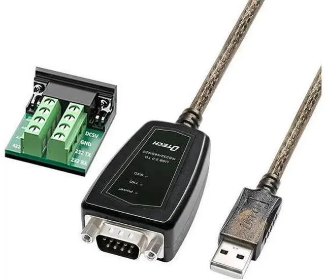 Main image of DTech USB to Serial Adapter RS422 RS485 R232 to USB Cable (3 in 1 Interface) Supports DC 5V with Breakout Board LED Lights for Multi-Kind Control Devices Windows 11 10 8 7 XP Mac (1.5ft)