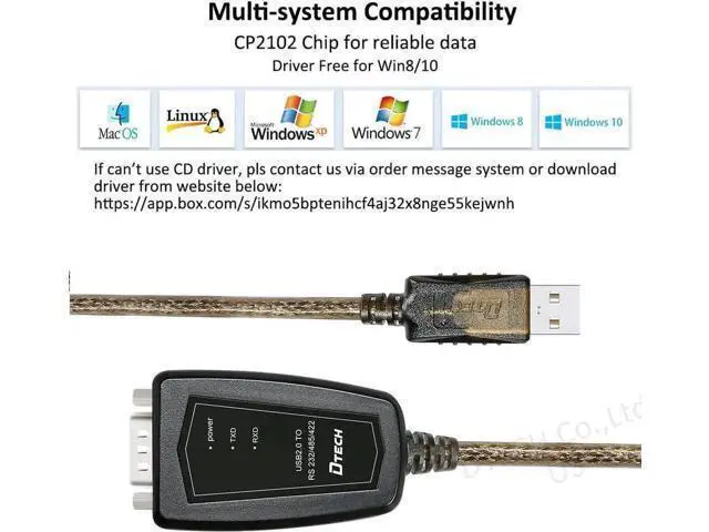 Alt view image 7 of 7 - DTech USB to Serial Adapter RS422 RS485 R232 to USB Cable (3 in 1 Interface) Supports DC 5V with Breakout Board LED Lights for Multi-Kind Control Devices Windows 11 10 8 7 XP Mac (1.5ft)